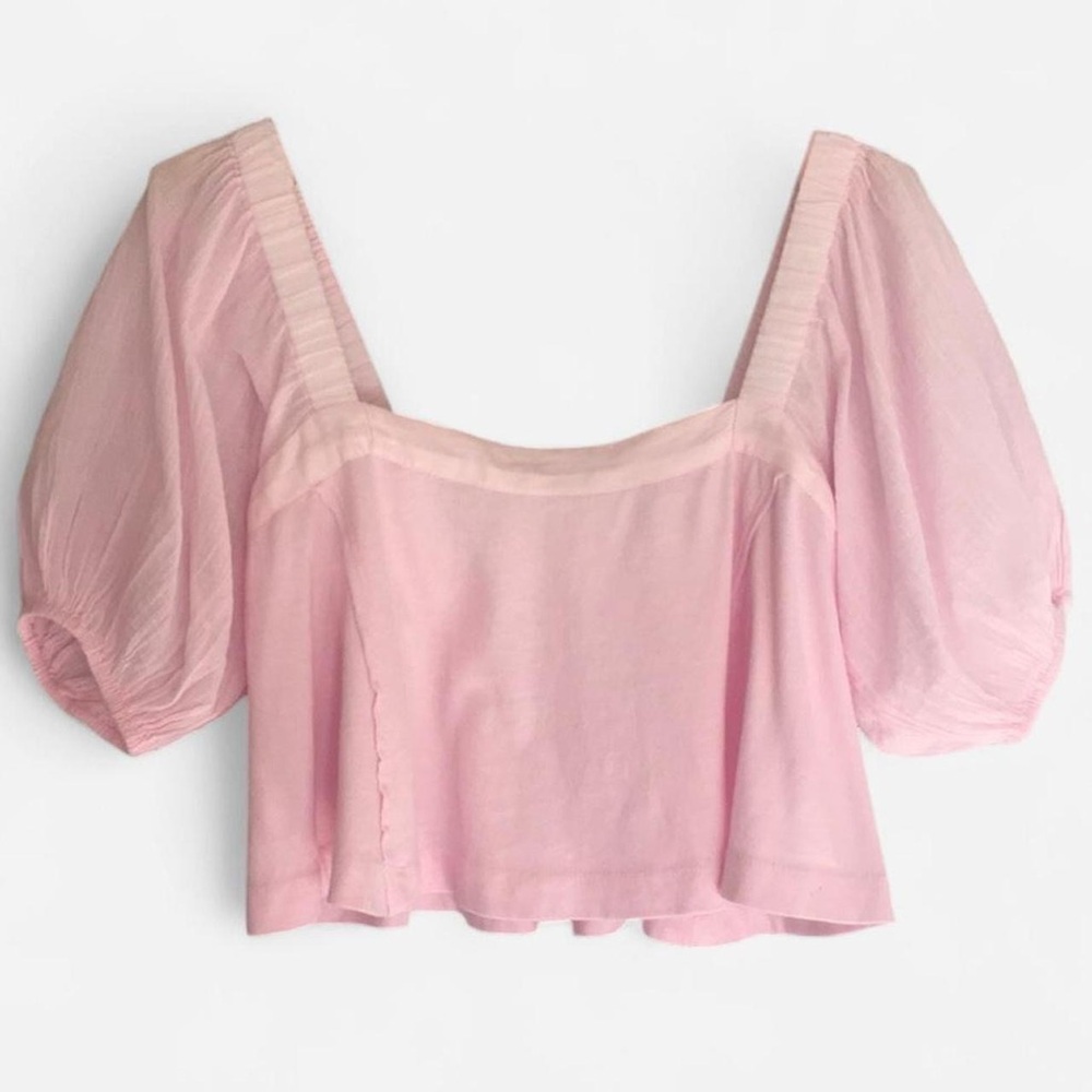 Urban Outfitters Crop Top in Baby Pink Puff Sleeve Women’s Size M